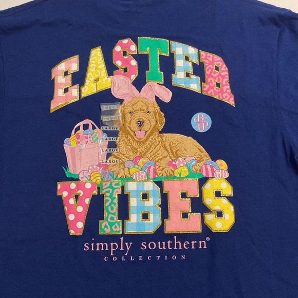 Simply Southern Large Easter Vibes Cotton Graphic Tee Shirt New D31 - Picture 4 of 13